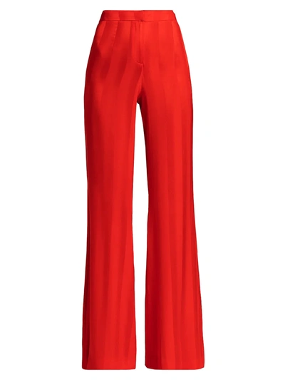 Shop Adriana Iglesias Misty Wide-leg Silk Pants In Red