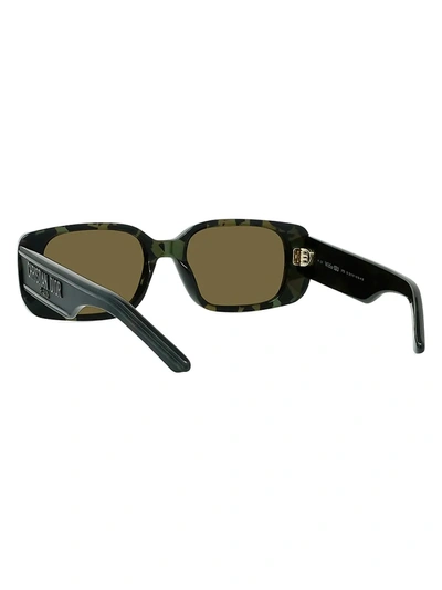 Shop Dior Wil 53mm Rectangular Sunglasses In Havana Green
