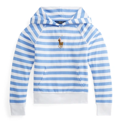 Shop Polo Ralph Lauren Striped Cotton Terry Hoodie In Harbor Island Blue/white