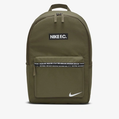 Shop Nike F.c. Soccer Backpack In Medium Olive,black,white