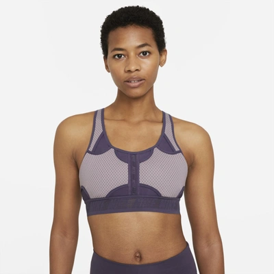 Shop Nike Dri-fit Adv Swoosh Women's Medium-support Sports Bra In Purple Smoke,dark Raisin,dark Raisin,purple Smoke