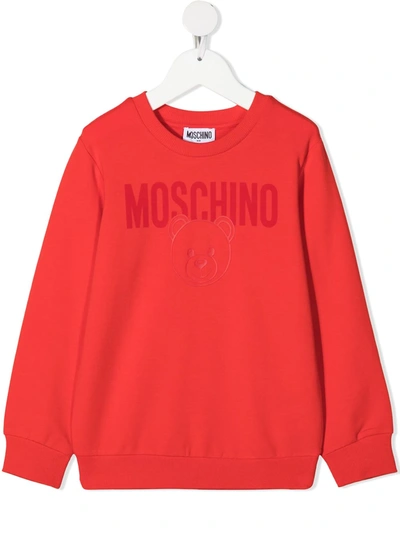 Shop Moschino Logo-print Cotton Sweatshirt In Red