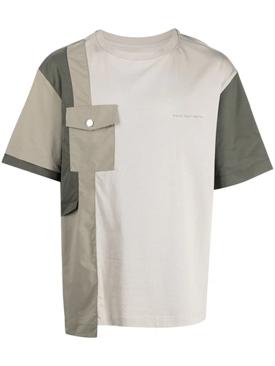 Shop Feng Chen Wang Colour-block Cotton T-shirt In Grey