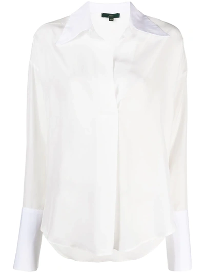 Shop Jejia Pointed-collar Silk Shirt In White