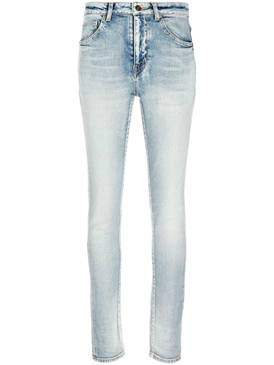 Shop Saint Laurent Skinny Fit Low Rise Jeans In Blue