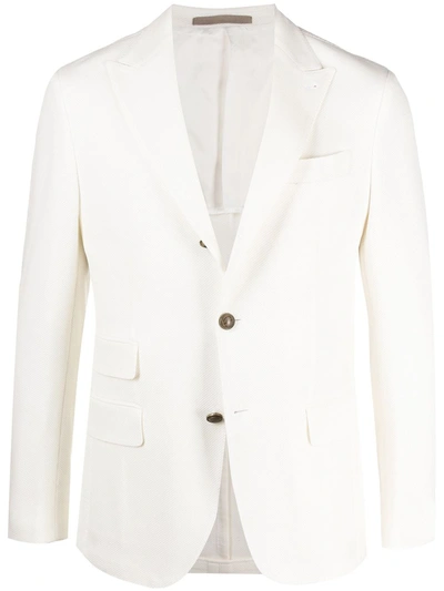Shop Eleventy Single-breasted Cotton Blazer In White