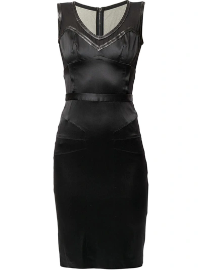 Pre-owned Dolce & Gabbana Appliqué Detailing Sleeveless Silk Dress In Black