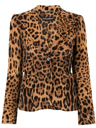Pre-owned Dolce & Gabbana Leopard Print Blazer In Brown