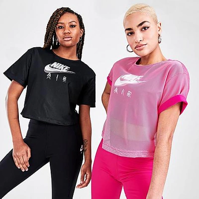 Shop Nike Women's Sportswear Air Mesh Short-sleeve Top In Fireberry