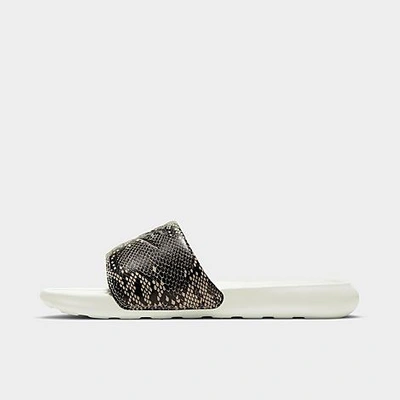Shop Nike Women's Victori One Print Slide Sandals In Desert Sand/black/summit White