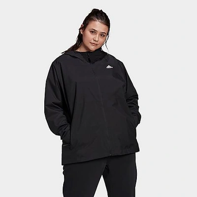 Shop Adidas Originals Adidas Women's Basic 3-stripes Rain. Rdy Wind Jacket (plus Size) In Black