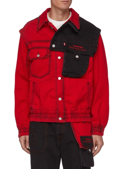 Shop Feng Chen Wang X Levi's Convertible Contrast Panel Cotton Twill Jacket