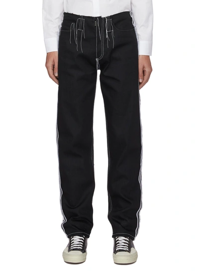 Shop Maison Margiela Contrast Stitch Side Stripe Jeans In Black