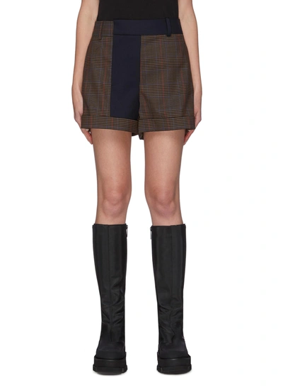 Shop Monse Contrast Trim Plaid Shorts In Blue,multi-colour