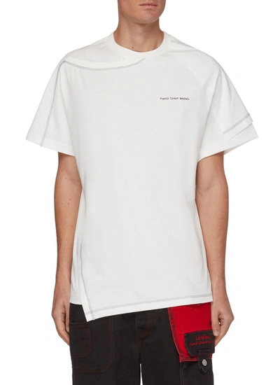 Shop Feng Chen Wang Contrast Seam Deconstructed Panel Cotton T-shirt In White