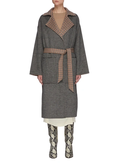 Shop Nanushka 'core Alamo' Belted Reversible Check Wool Coat In Multi-colour