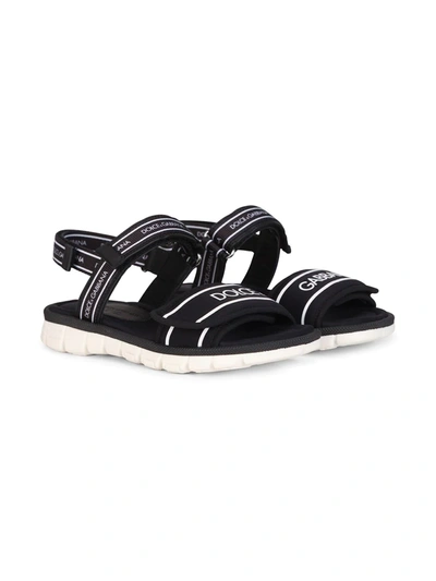 Shop Dolce & Gabbana Logo Strap Sandals In Black