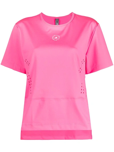 Shop Adidas By Stella Mccartney Perforated Logo-print T-shirt In Pink
