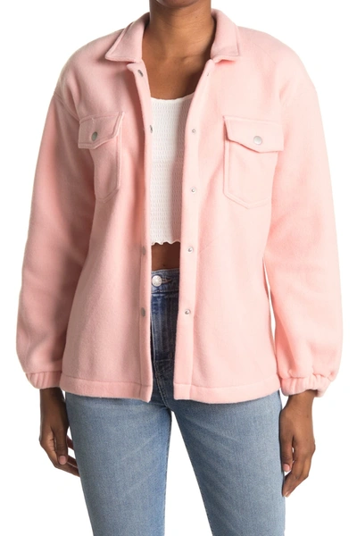 Shop Abound Cozy Fleece Shirt Jacket In Pink Salmon