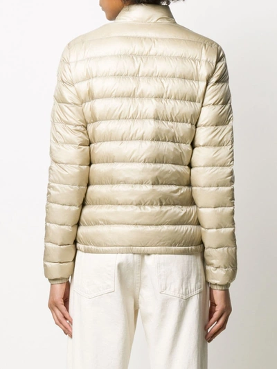 Shop Moncler Lans Down Coat In Beige