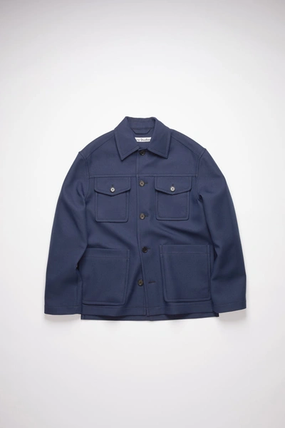 Shop Acne Studios Twill Shirt Jacket Spruce Blue