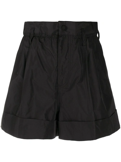 Shop Moncler High-waist Paperbag Shorts In Black