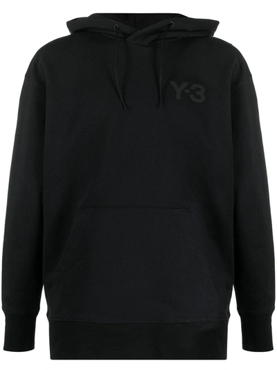 Shop Y-3 Logo-print Cotton Hoodie In Black