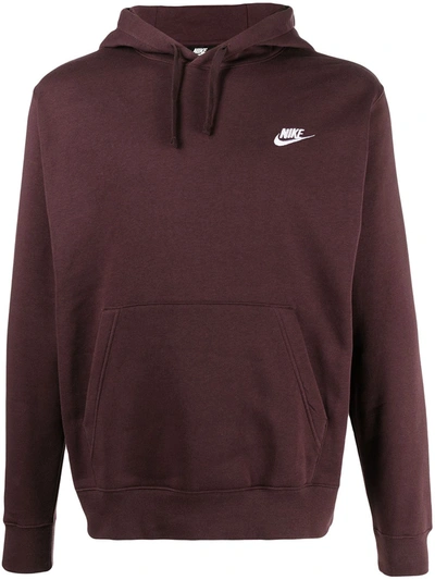 Shop Nike Embroidered Logo Hoodie In Red