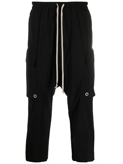 Shop Rick Owens Cropped Drop-crotch Trousers In Black