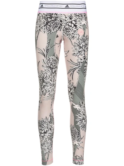 Adidas By Stella Mccartney Future Playground Banded-waist Floral-print  Leggings In Pink Multi | ModeSens
