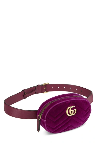 Pre-owned Gucci Purple Velvet Marmont Belt Bag Mini