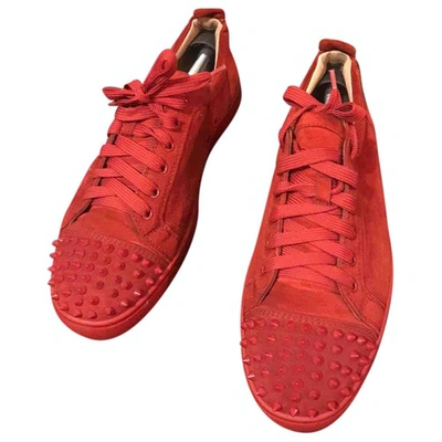 Pre-owned Christian Louboutin Louis Junior Spike Red Suede Trainers