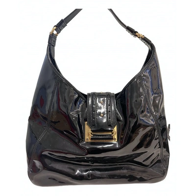 Pre-owned Oscar De La Renta Patent Leather Handbag In Black