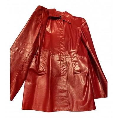Pre-owned Trussardi Jeans Leather Jacket In Red | ModeSens