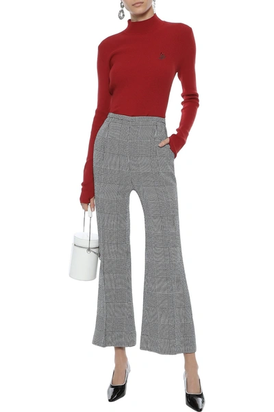 Shop Rosie Assoulin Embroidered Ribbed-knit Sweater In Crimson