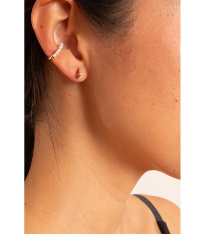 Shop Ef Collection Pearl Large No Piercing Ear Cuff In Yellow Gold In Multi