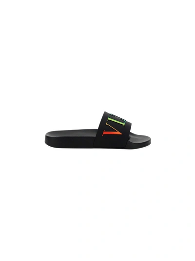 Shop Valentino Slide Sandals In Black