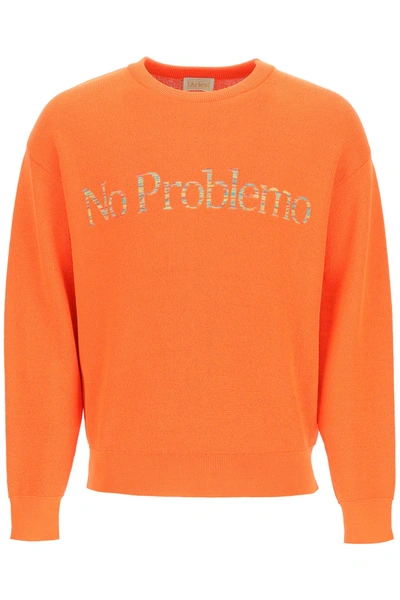 Shop Aries Space Dye No Problemo Sweater In Orange (orange)