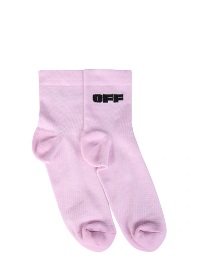 Shop Off-white Socks With Logo In Rosa
