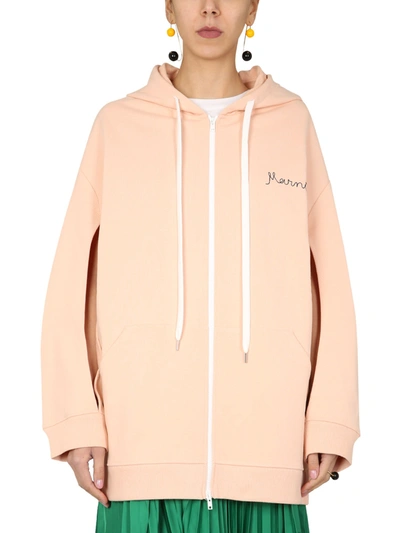 Shop Marni Cotton Oversize Sweatshirt In Rosa