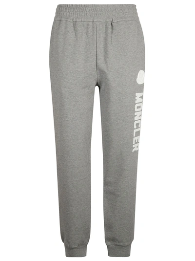 Shop Moncler Logo Patch Ribbed Track Pants In Grey