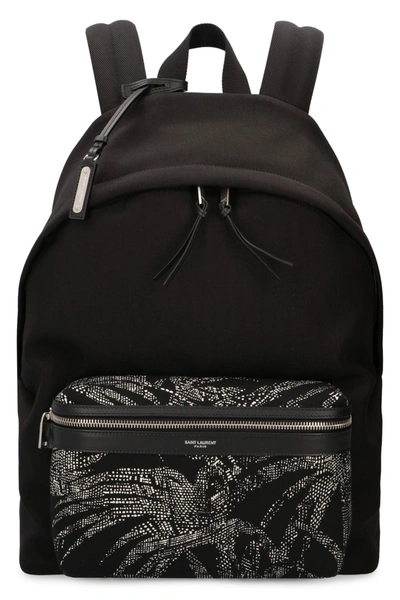 Shop Saint Laurent City Canvas Backpack In Black