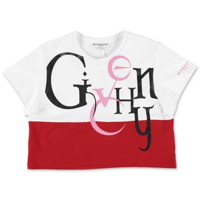 Shop Givenchy T-shirt Bianca E Rossa In Jersey Di Cotone In Rosso/bianco
