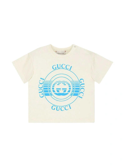 Shop Gucci White Newborn T-shirt In Avorio