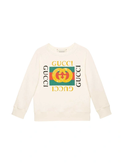 Shop Gucci White Teen Sweatshirt In Bianco/verde/rosso