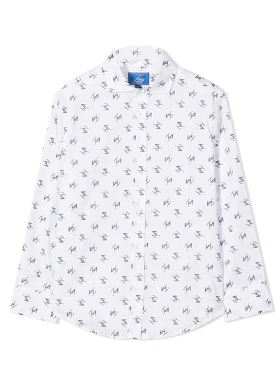 Shop Fay Shirt With Print In White/blue