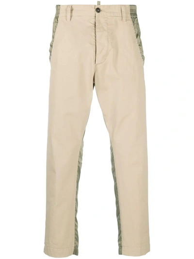 Shop Dsquared2 Two-tone Cropped Trousers In Neutrals