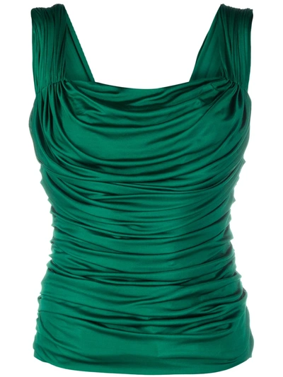 Shop Dolce & Gabbana Draped Sleeveless Top In Green