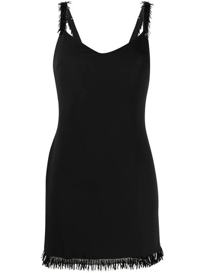 Shop Elisabetta Franchi Tassel-trim Mini Dress In Black