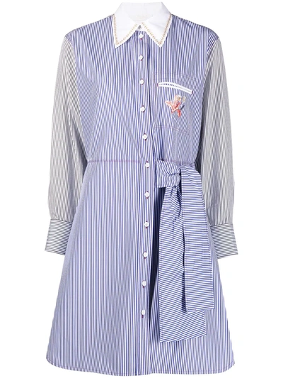 Shop Chloé Pinstripe-pattern Shirtdress In Blue